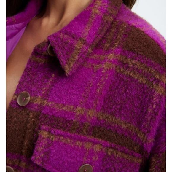 NWT Good American wool Blend Plaid Shacket Shirt Jacket Size Small Medium - Picture 10 of 12